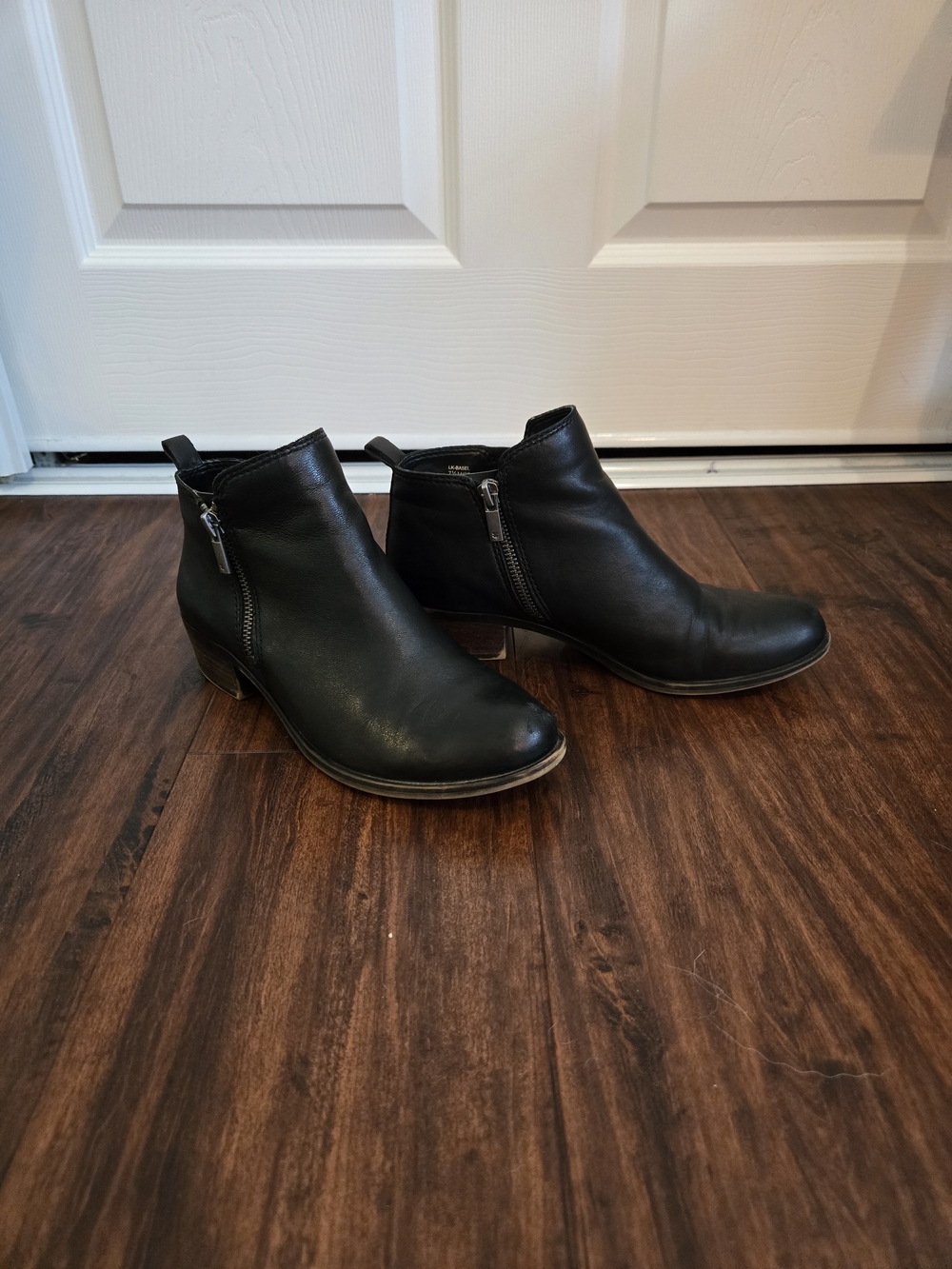 Lucky Brand Basel Black Leather Ankle Booties with Side Zippers